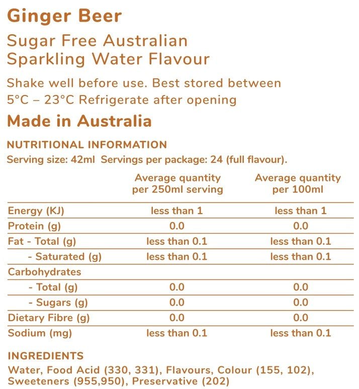 Ginger Beer Flavour - Sugar Free - SodaKING Australia