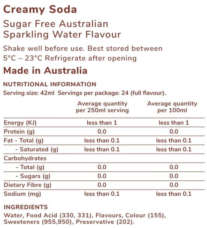 Creamy Soda Flavour - Sugar Free - SodaKING Australia