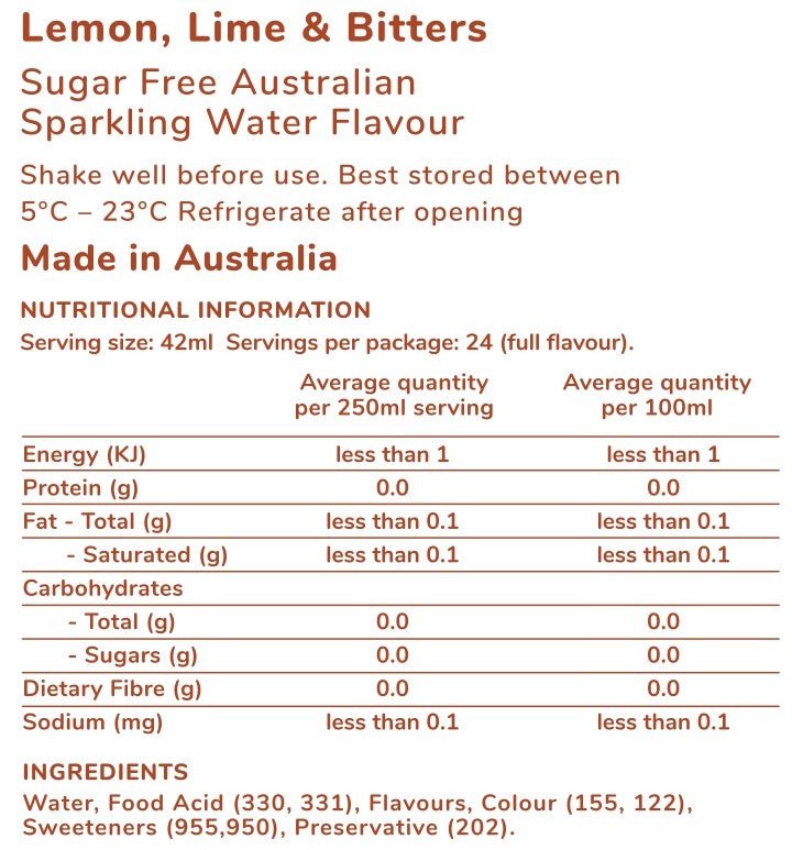 Lemon Lime and Bitters Flavour - Sugar Free - SodaKING Australia